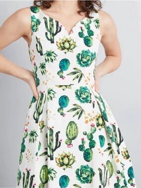 IXIA White Cactus & Succulent dress.